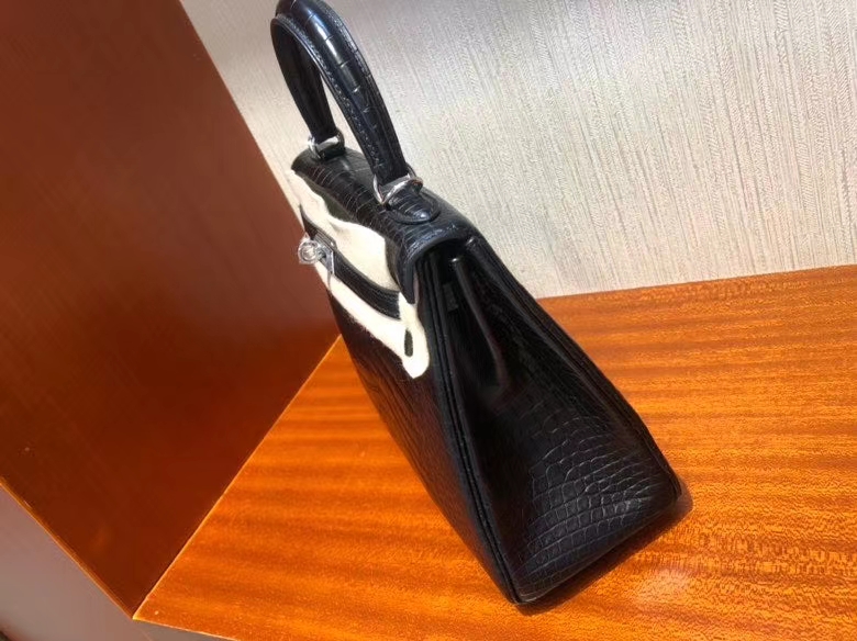Hermès（爱马仕）Kelly 25cm Alligator matt 雾面鳄鱼 ck89 黑色 Noir 银扣 顶级手缝 现货