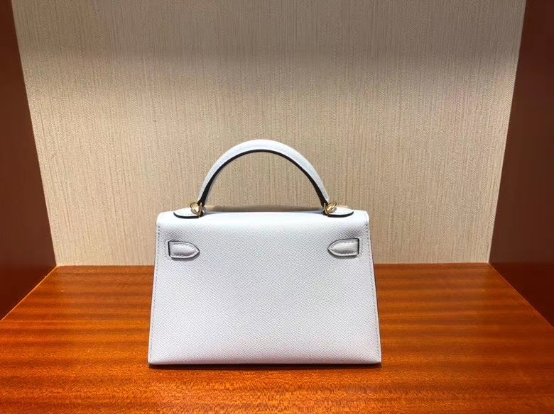 Hermès（爱马仕）Mini kelly ll Epsom 原厂掌纹皮 T0 雾蓝色 金扣 顶级手缝