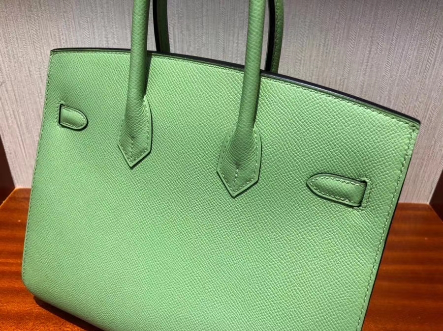Hermès（爱马仕）Birkin 铂金包 Epsom 原厂掌纹皮  3i 牛油果绿 金扣 外缝 25cm 现货