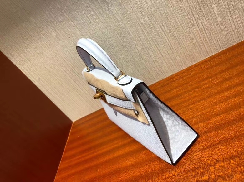 Hermès（爱马仕）Mini kelly ll Epsom 原厂掌纹皮 T0 雾蓝色 金扣 顶级手缝