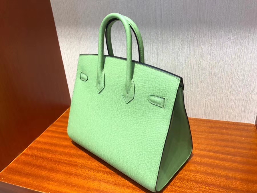 Hermès（爱马仕）Birkin 铂金包 Epsom 原厂掌纹皮  3i 牛油果绿 金扣 外缝 25cm 现货