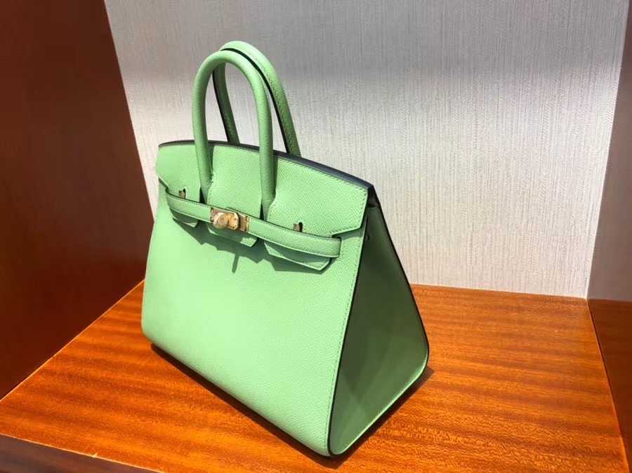 Hermès（爱马仕）Birkin 铂金包 Epsom 原厂掌纹皮  3i 牛油果绿 金扣 外缝 25cm 现货