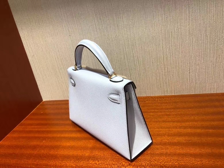 Hermès（爱马仕）Mini kelly ll Epsom 原厂掌纹皮 T0 雾蓝色 金扣 顶级手缝
