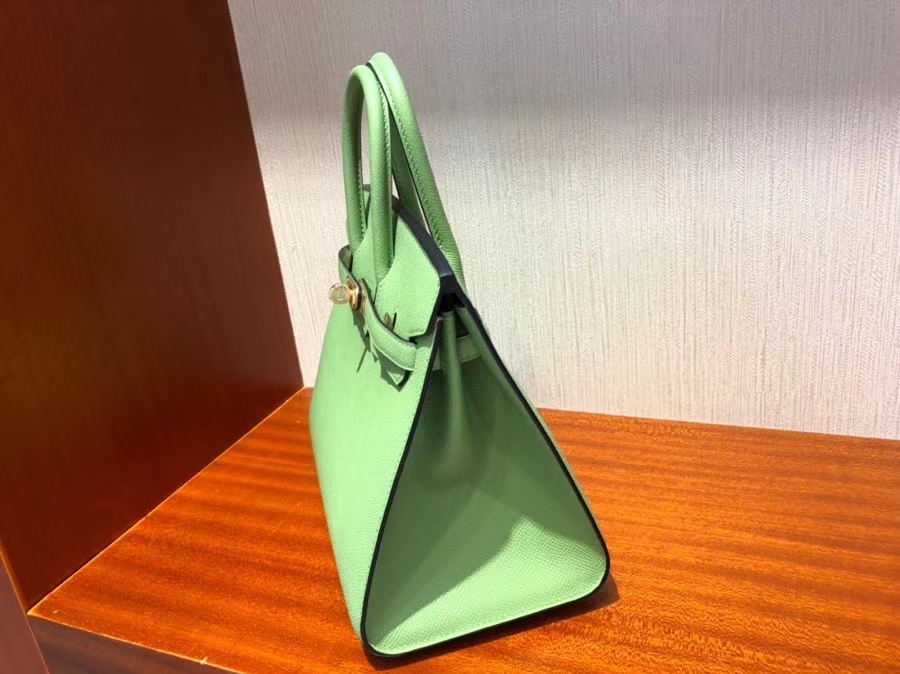 Hermès（爱马仕）Birkin 铂金包 Epsom 原厂掌纹皮  3i 牛油果绿 金扣 外缝 25cm 现货