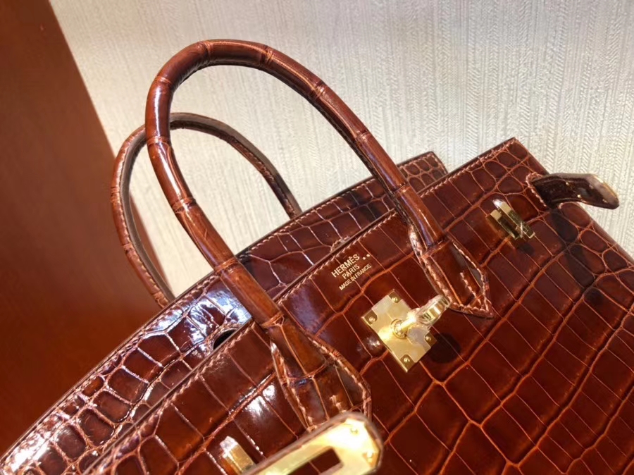 Hermès（爱马仕）Birkin 25cm Crocodile shiny 亮面鳄鱼 ck31 蜜糖棕 Miel 金扣 顶级手缝