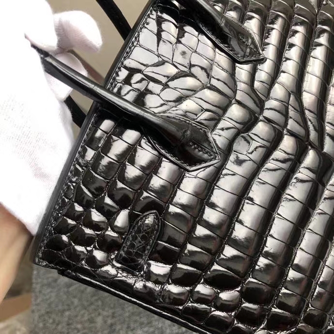 Hermès（爱马仕）Birkin 25cm Crocodile shiny 亮面鳄鱼 ck89 黑色 金扣 顶级手缝 现货