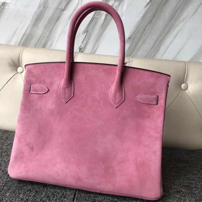 Hermès（爱马仕）Birkin 铂金包 麂皮 粉色 银扣 30cm 顶级手缝 定制