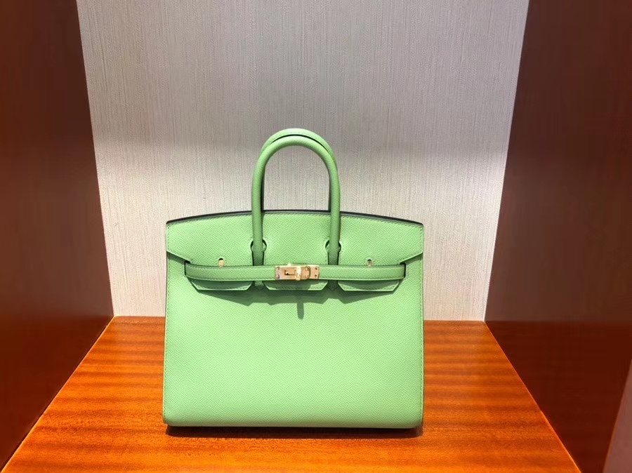Hermès（爱马仕）Birkin 铂金包 Epsom 原厂掌纹皮  3i 牛油果绿 金扣 外缝 25cm 现货