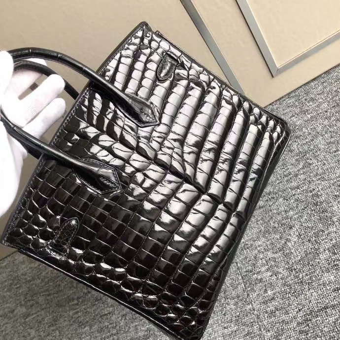 Hermès（爱马仕）Birkin 25cm Crocodile shiny 亮面鳄鱼 ck89 黑色 金扣 顶级手缝 现货