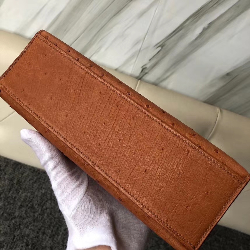 Hermès（爱马仕）Mini kelly pochtte 22cm Ostrich kk 鸵鸟 ck37 金棕色 Gold 金扣 顶级手缝 现货