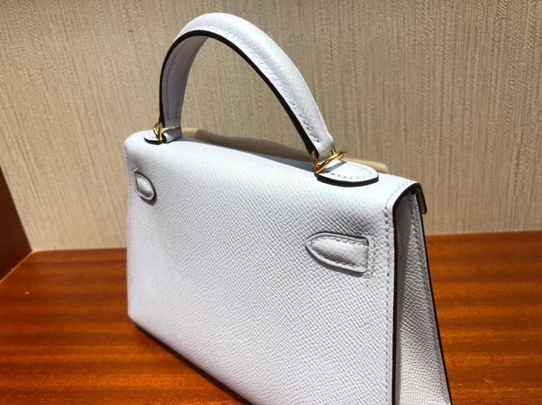 Hermès（爱马仕）Mini kelly ll Epsom 原厂掌纹皮 T0 雾蓝色 金扣 顶级手缝