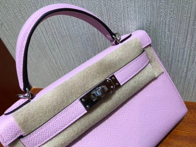 Hermès（爱马仕）Mini kelly ll Epsom 原厂掌纹皮 x9 锦葵紫 银扣 顶级手缝