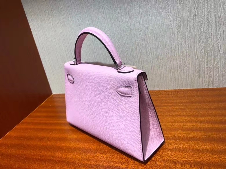 Hermès（爱马仕）Mini kelly ll Epsom 原厂掌纹皮 x9 锦葵紫 银扣 顶级手缝