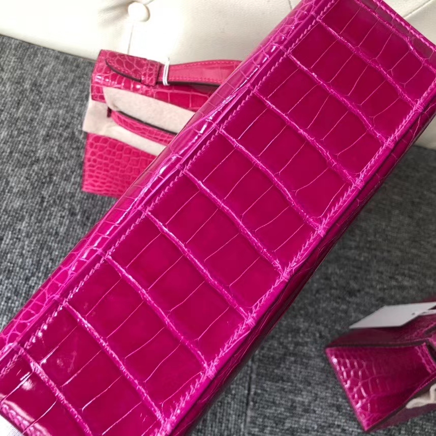 Hermès(爱马仕)Mini kelly pochette 22cm Alligator shiny 亮面鳄鱼 J5 天方夜谭粉紫 银扣-拉尔森鳄鱼皮具定制 - 爱马仕包包官网 Hermès(爱马仕)Mini kelly pochette 22cm Alligator shiny 亮面鳄鱼 J5 天方夜谭粉紫 银扣