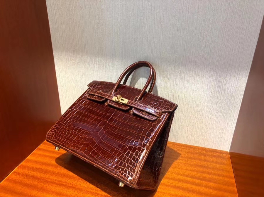 Hermès（爱马仕）Birkin 25cm Crocodile shiny 亮面鳄鱼 ck31 蜜糖棕 Miel 金扣 顶级手缝