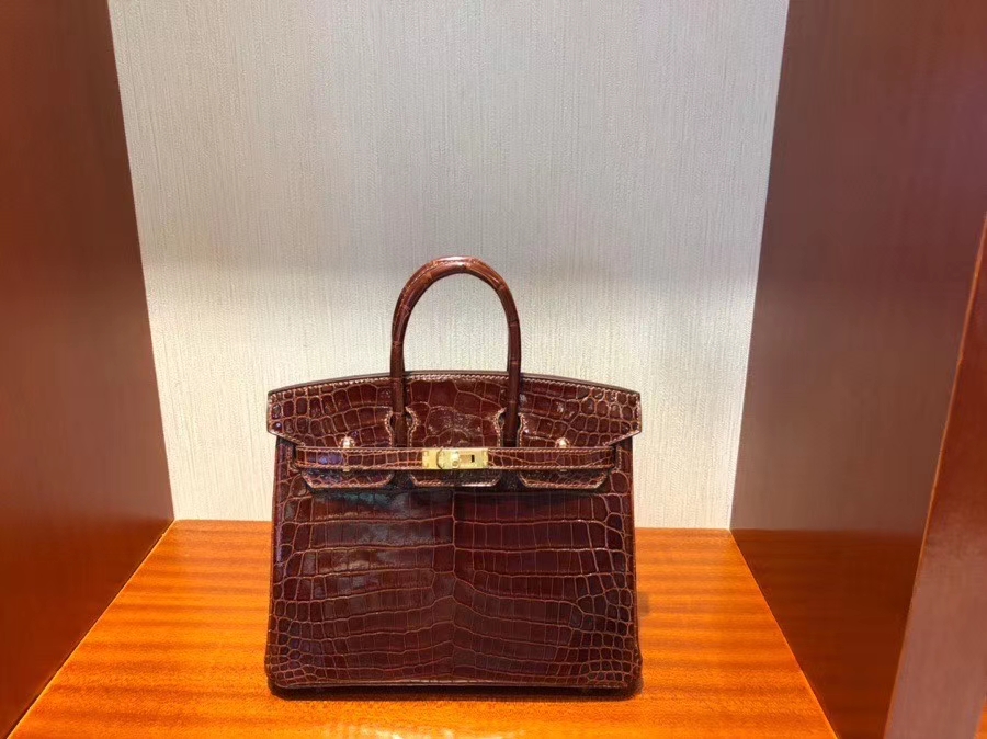 Hermès（爱马仕）Birkin 25cm Crocodile shiny 亮面鳄鱼 ck31 蜜糖棕 Miel 金扣 顶级手缝