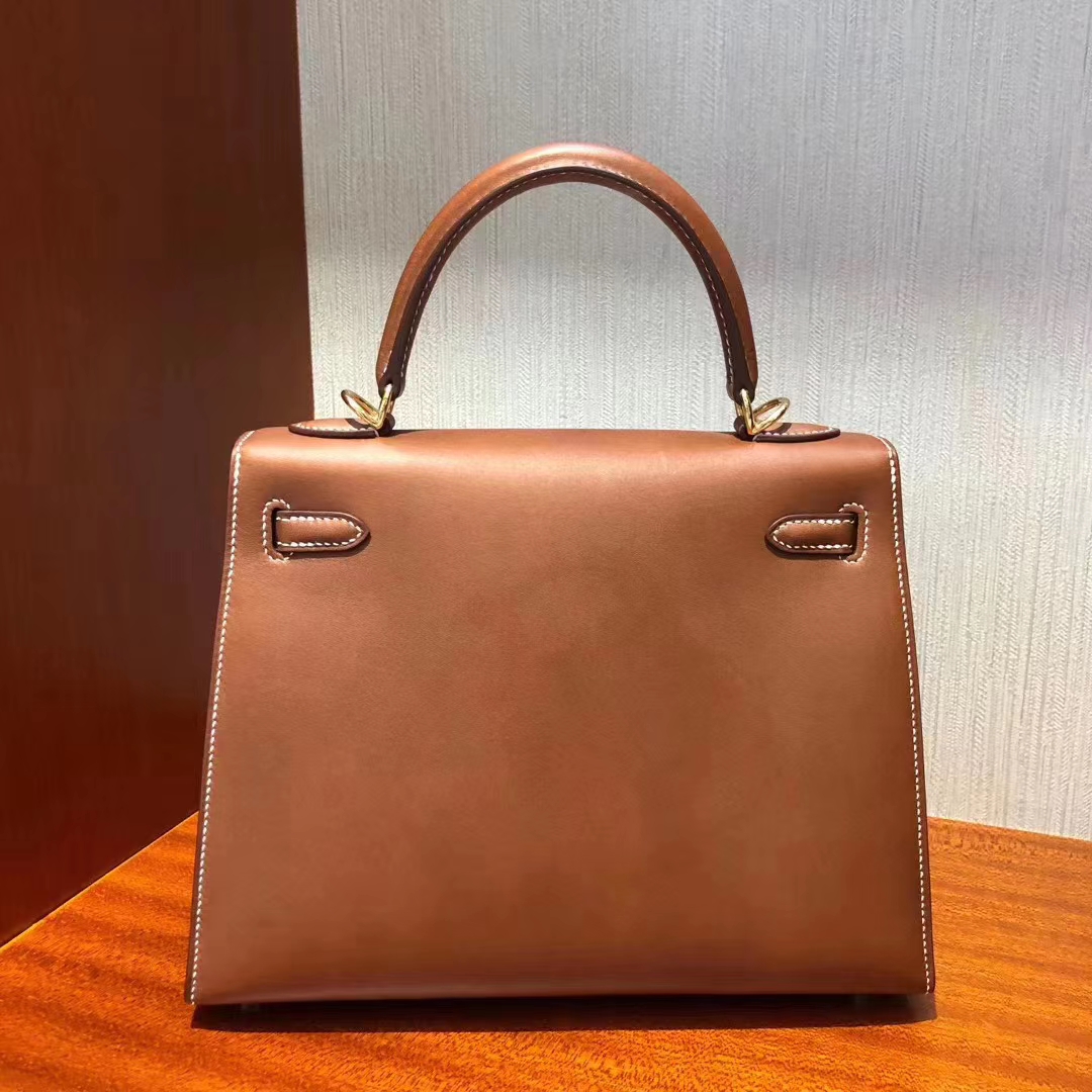 Hermès(爱马仕)Kelly 25cm 马鞍皮 金棕色 金扣 现货-拉尔森鳄鱼皮具定制 - 爱马仕包包官网 Hermès(爱马仕)Kelly 25cm 马鞍皮 金棕色 金扣 现货