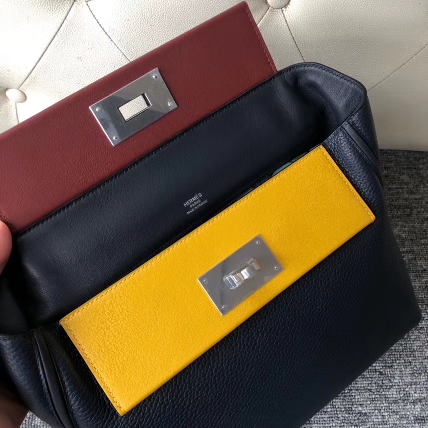 Hermès(爱马仕)2424 2Z 午夜蓝拼色 银扣 特殊定制-拉尔森鳄鱼皮具定制 - 爱马仕包包官网 Hermès(爱马仕)2424 2Z 午夜蓝拼色 银扣 特殊定制