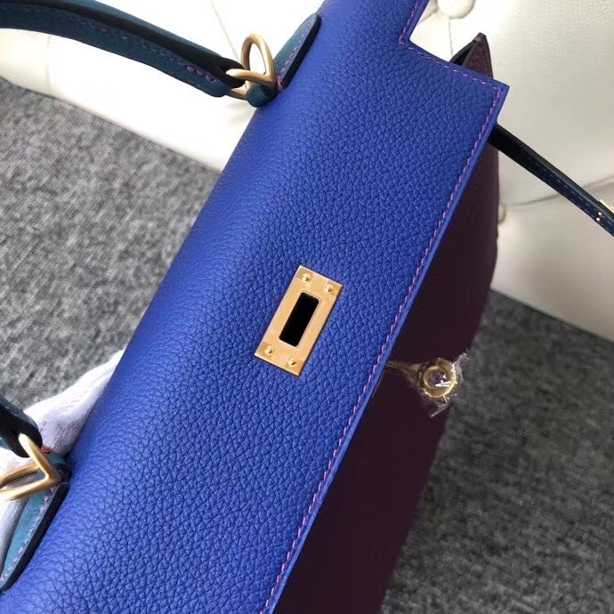 Hermès（爱马仕）kelly 25cm togo 原厂小牛皮 三拼色 金扣 马蹄印 定制