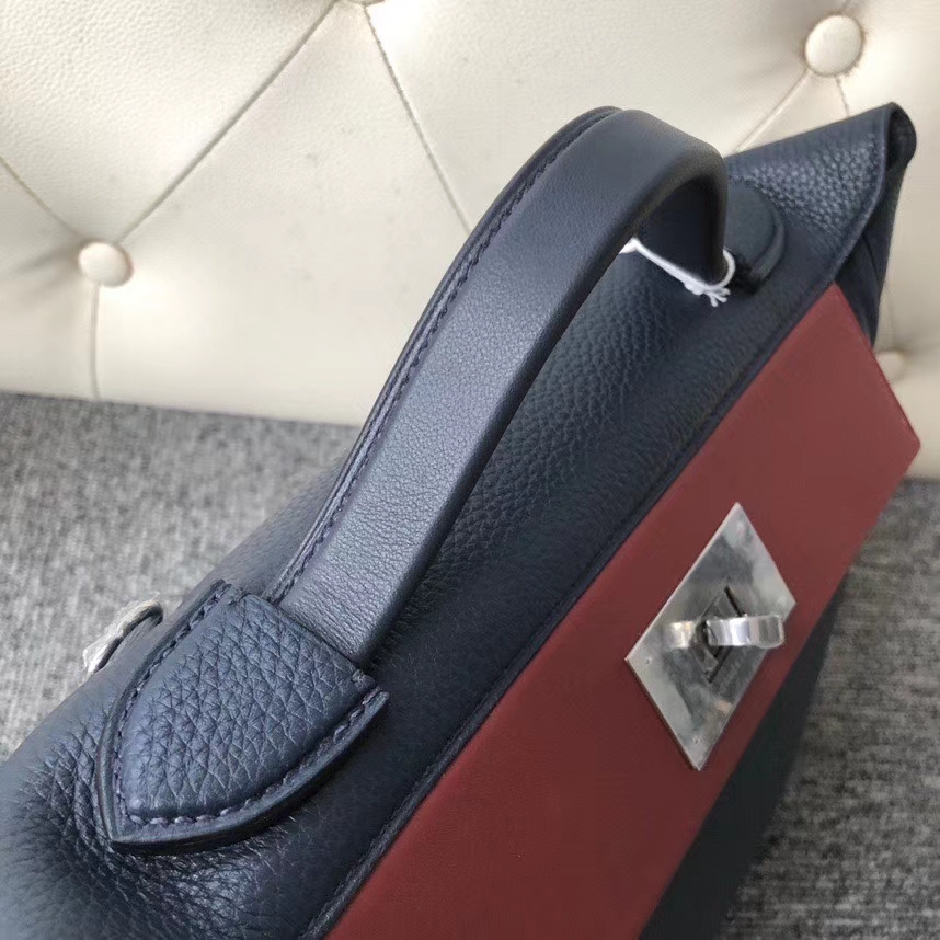 Hermès（爱马仕）2424 2Z 午夜蓝拼色 银扣 特殊定制