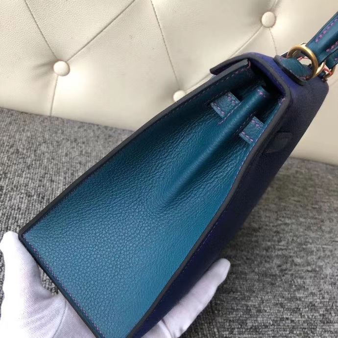 Hermès（爱马仕）kelly 25cm togo 原厂小牛皮 三拼色 金扣 马蹄印 定制