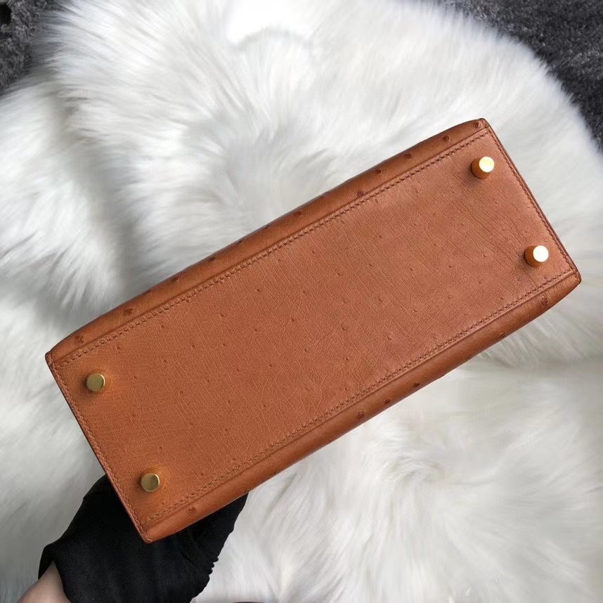 Hermès（爱马仕）Kelly 25cm Ostrich kk鸵鸟 ck37 金棕色 Gold 金扣 顶级手缝 定制