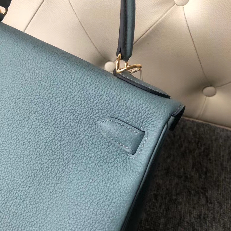 Hermès（爱马仕）Kelly 28cm 原厂小牛皮 togo 7G 天青蓝 金扣 顶级手缝