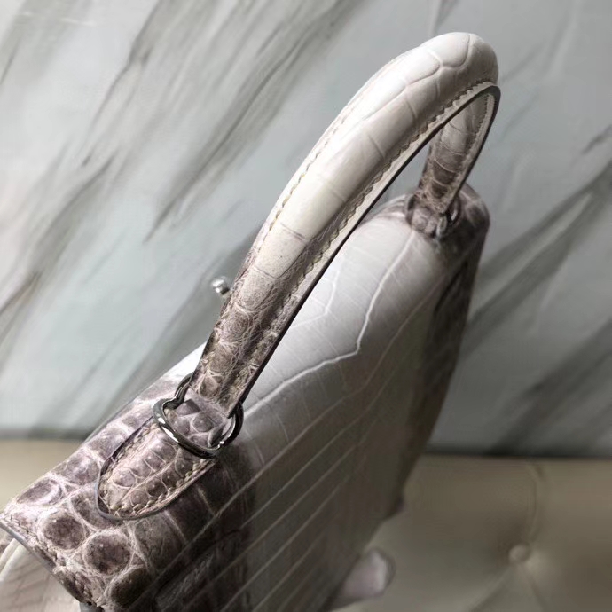 Hermès(爱马仕)Kelly 25cm Himalaya 喜马拉雅 银扣 顶级手缝 品相完美 现货-拉尔森鳄鱼皮具定制 - 爱马仕包包官网 Hermès(爱马仕)Kelly 25cm Himalaya 喜马拉雅 银扣 顶级手缝 品相完美 现货