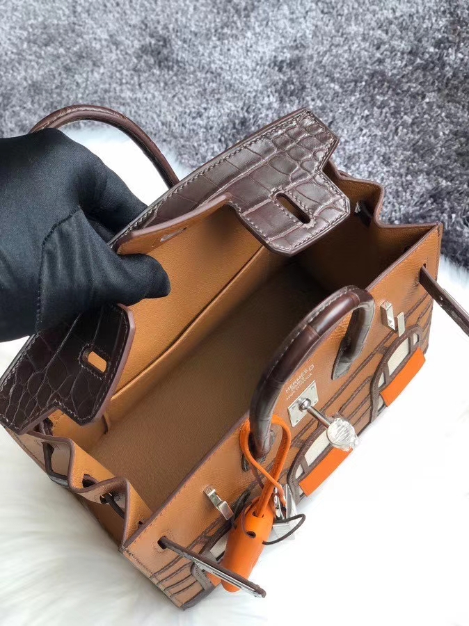 Hermès（爱马仕）Birkin 20cm 棕色 小房子 铂金包 银扣