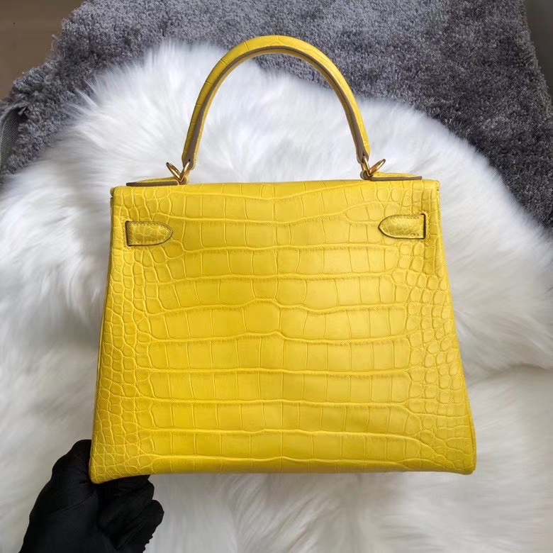 Hermès（爱马仕）Kelly 25cm Alligator matt 雾面鳄鱼 m9 金盏花黄  金扣 顶级手缝  超美招财色