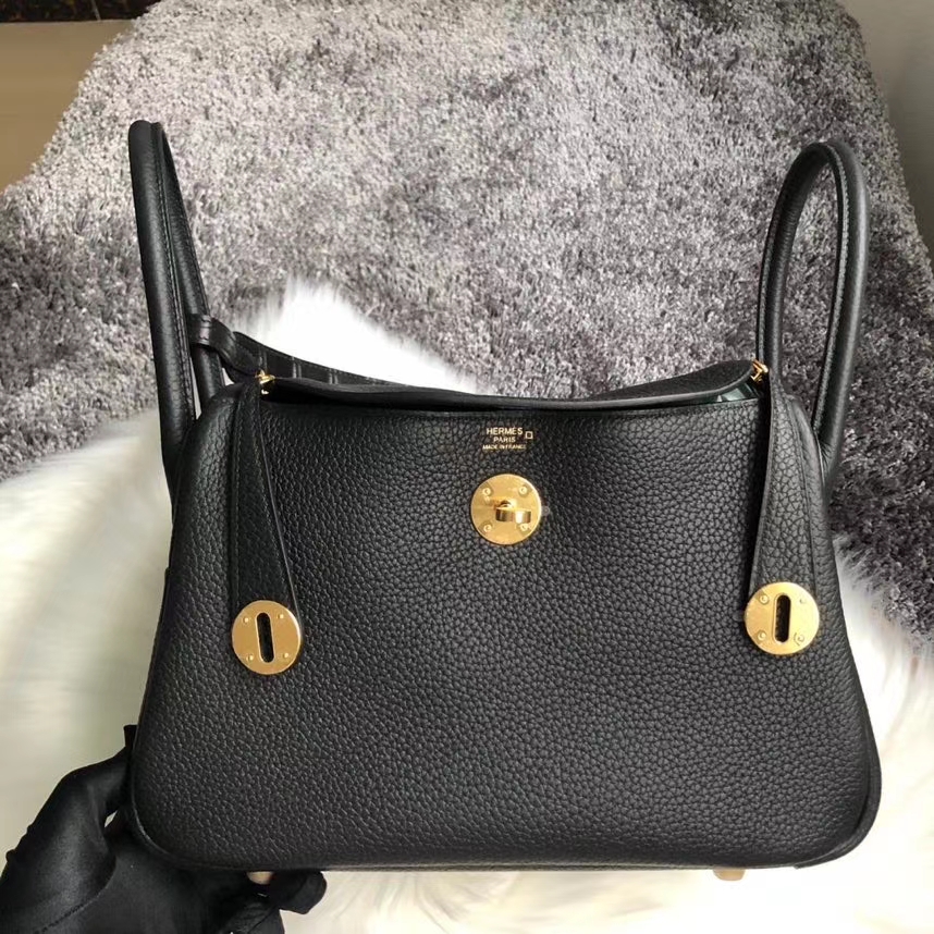 Hermès（爱马仕）Lindy 26cm ck89 黑色 Noir 拼 手腕鳄鱼 金扣 顶级手缝 定制