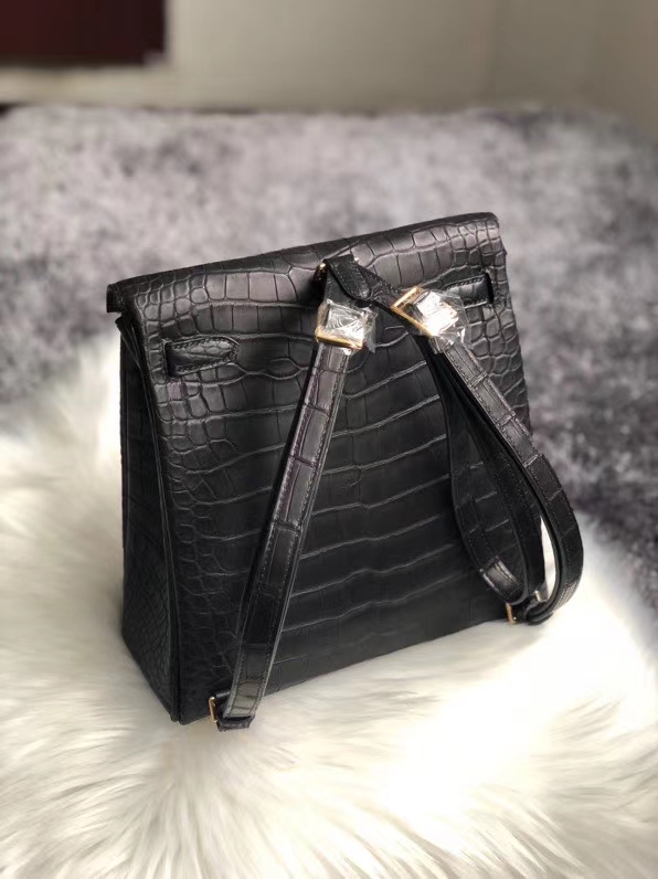 Hermès（爱马仕）Kelly ado Alligator matt 雾面鳄鱼 ck89 黑色 Noir 金扣 22cm