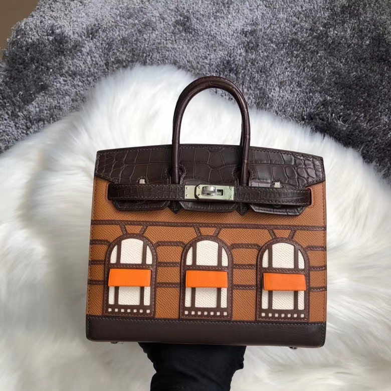 Hermès（爱马仕）Birkin 20cm 棕色 小房子 铂金包 银扣