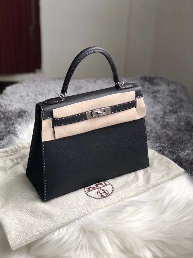 Hermès（爱马仕）Kelly 28cm GM 皮 ck89 黑色 Noir 银扣 顶级手缝 定制