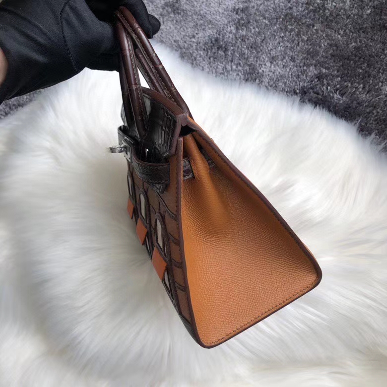 Hermès（爱马仕）Birkin 20cm 棕色 小房子 铂金包 银扣