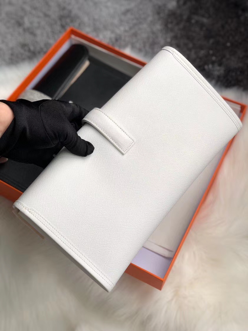 Hermès(爱马仕)Jige 29cm Epsom 原厂掌纹皮 01 纯白 White 手拿包 晚宴包-拉尔森鳄鱼皮具定制 - 爱马仕包包官网 Hermès(爱马仕)Jige 29cm Epsom 原厂掌纹皮 01 纯白 White 手拿包 晚宴包