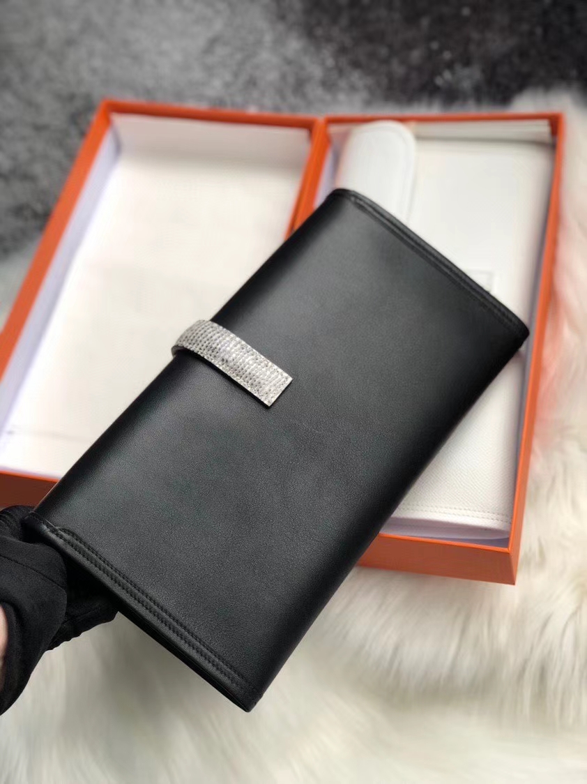 Hermès（爱马仕）Jige 29cm 黑色 Swift 皮拼蜥蜴皮 ck89 黑色 Noir 手拿包 晚宴包