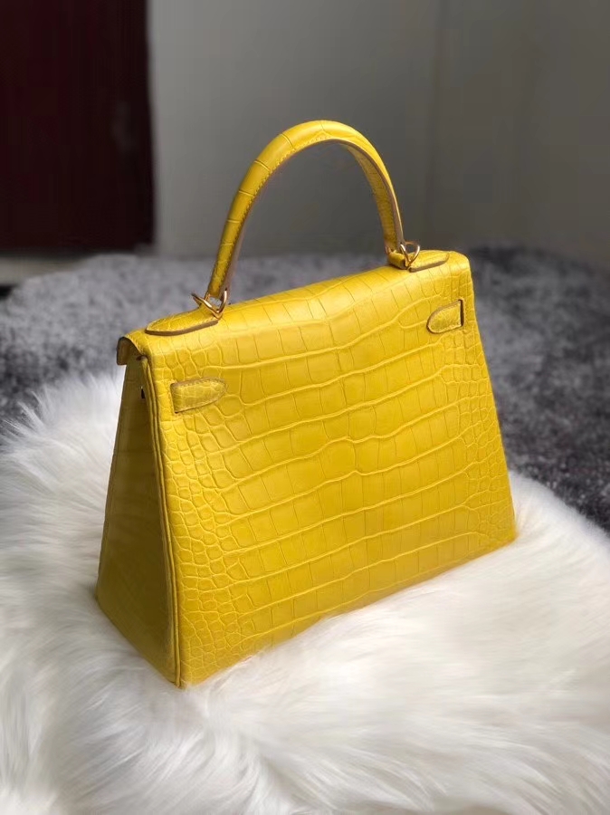 Hermès（爱马仕）Kelly 25cm Alligator matt 雾面鳄鱼 m9 金盏花黄  金扣 顶级手缝  超美招财色