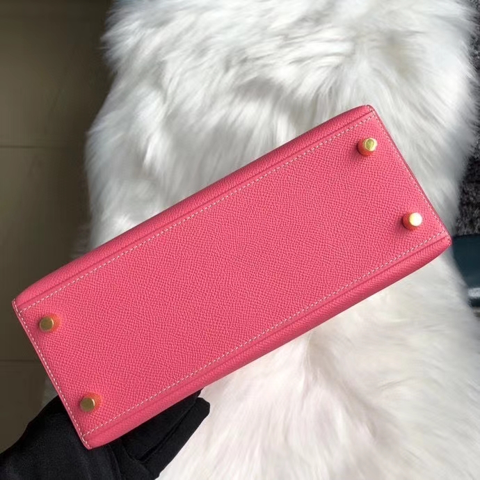 Hermès(爱马仕)Kelly 25cm Epsom 原厂掌纹皮 8w 唇膏粉拼ck18 大象灰 金扣 马蹄印 定制-拉尔森鳄鱼皮具定制 - 爱马仕包包官网 Hermès(爱马仕)Kelly 25cm Epsom 原厂掌纹皮 8w 唇膏粉拼ck18 大象灰 金扣 马蹄印 定制
