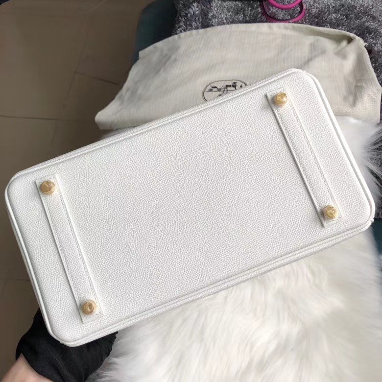 Hermès（爱马仕）Birkin 30cm Epsom 原厂掌纹皮 01 纯白 White  顶级手缝 定制