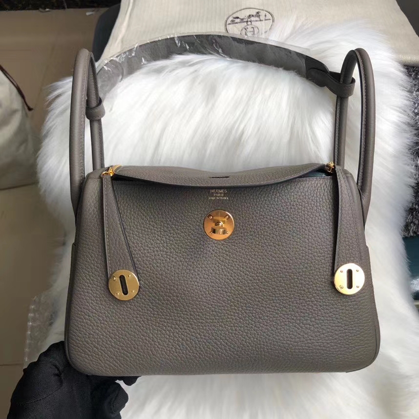 Hermès(爱马仕)Lindy 26cm TC 8F 锡器灰 Etain 金扣 顶级手缝 现货-拉尔森鳄鱼皮具定制 - 爱马仕包包官网 Hermès(爱马仕)Lindy 26cm TC 8F 锡器灰 Etain 金扣 顶级手缝 现货