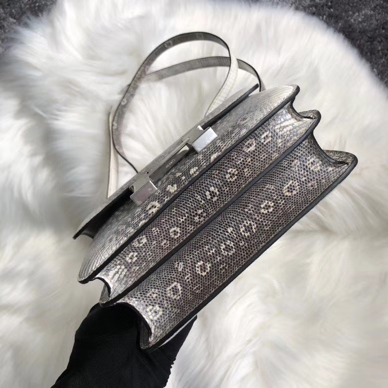 Hermès(爱马仕)Constance18cm Lizard 进口亮面蜥蜴 01 原色 小喜玛拉雅色 银扣 顶级手缝-拉尔森鳄鱼皮具定制 - 爱马仕包包官网 Hermès(爱马仕)Constance18cm Lizard 进口亮面蜥蜴 01 原色 小喜玛拉雅色 银扣 顶级手缝