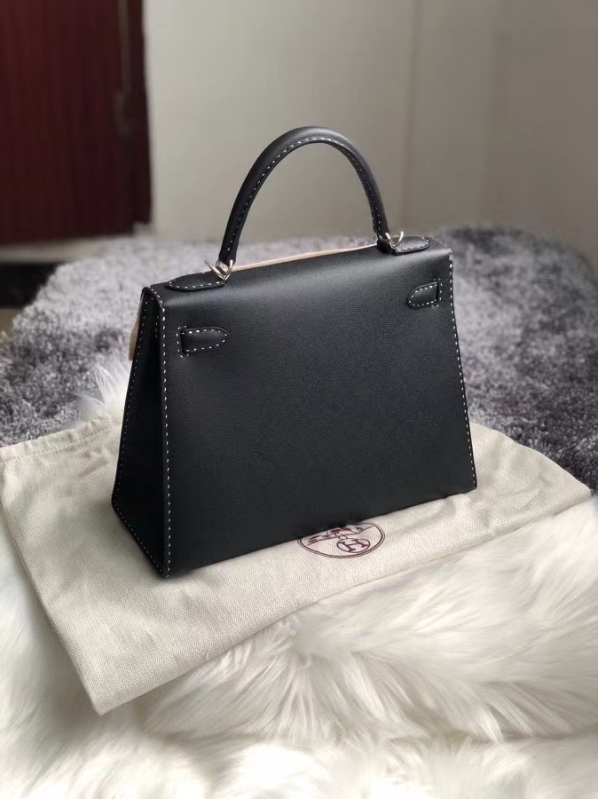 Hermès（爱马仕）Kelly 28cm GM 皮 ck89 黑色 Noir 银扣 顶级手缝 定制