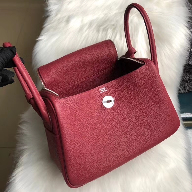 Hermès(爱马仕)Lindy 26cm Tc 皮 k1 石榴红 rouge grenat 银扣 顶级手缝-拉尔森鳄鱼皮具定制 - 爱马仕包包官网 Hermès(爱马仕)Lindy 26cm Tc 皮 k1 石榴红 rouge grenat 银扣 顶级手缝