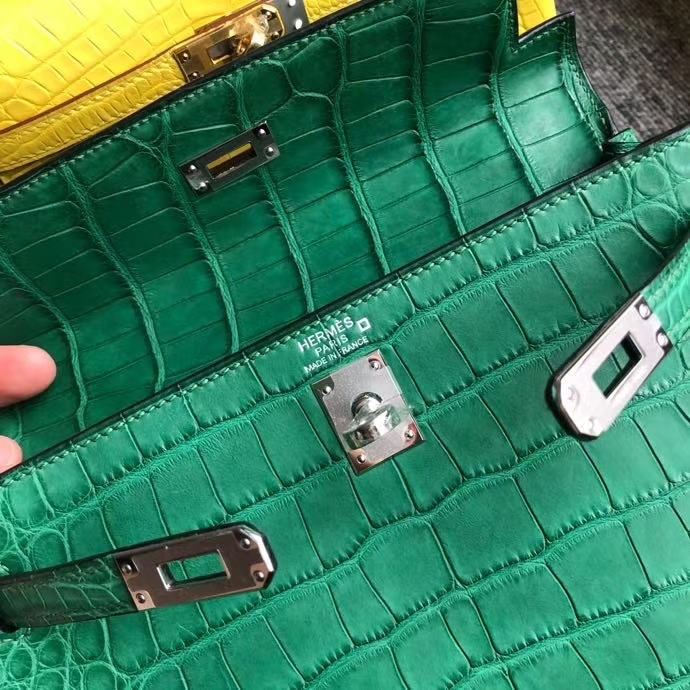 Hermès(爱马仕)Kelly 25cm Alligator matt 雾面鳄鱼 1L仙人掌绿 银扣 顶级手缝 现货-拉尔森鳄鱼皮具定制 - 爱马仕包包官网 Hermès(爱马仕)Kelly 25cm Alligator matt 雾面鳄鱼 1L仙人掌绿 银扣 顶级手缝 现货