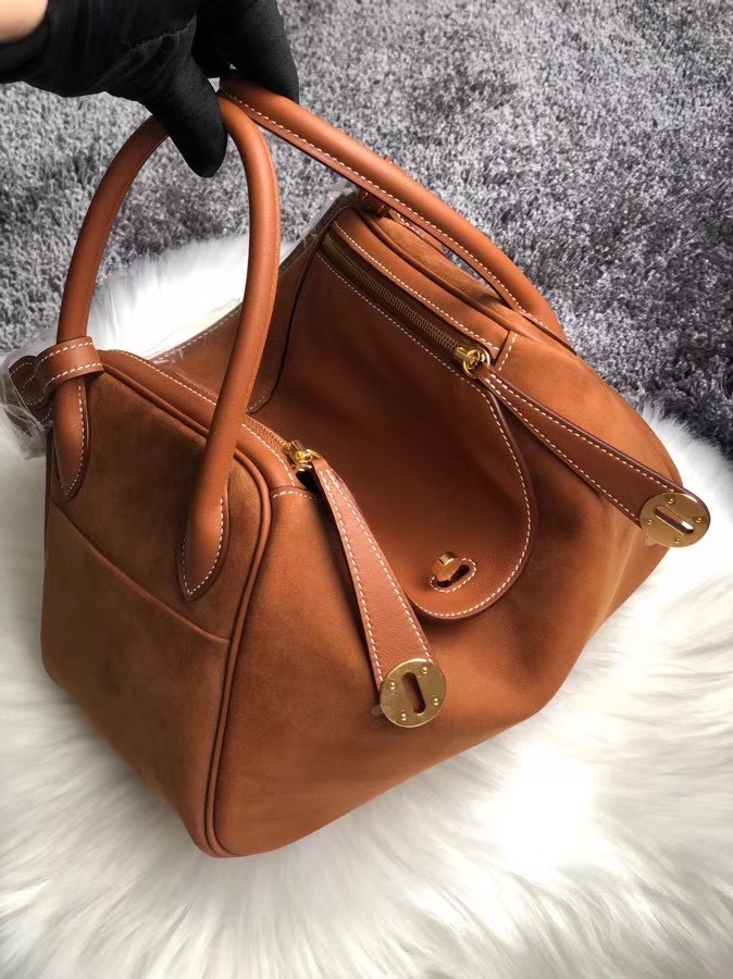 Hermès（爱马仕）Lindy 26cm 麂皮swift金棕色 金扣 顶级手缝