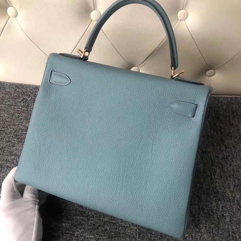 Hermès(爱马仕)Kelly 28cm 原厂小牛皮 togo 7G 天青蓝 金扣 顶级手缝-拉尔森鳄鱼皮具定制 - 爱马仕包包官网 Hermès(爱马仕)Kelly 28cm 原厂小牛皮 togo 7G 天青蓝 金扣 顶级手缝