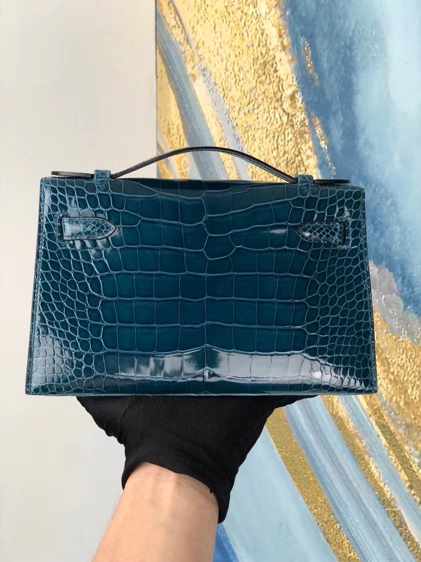 Hermès(爱马仕)Minikelly pochette W0 博斯普鲁斯绿 Vert Bosphore 金扣 顶级手缝 手拿包 晚宴包 22cm-拉尔森鳄鱼皮具定制 - 爱马仕包包官网 Hermès(爱马仕)Minikelly pochette W0 博斯普鲁斯绿 Vert Bosphore 金扣 顶级手缝 手拿包 晚宴包 22cm