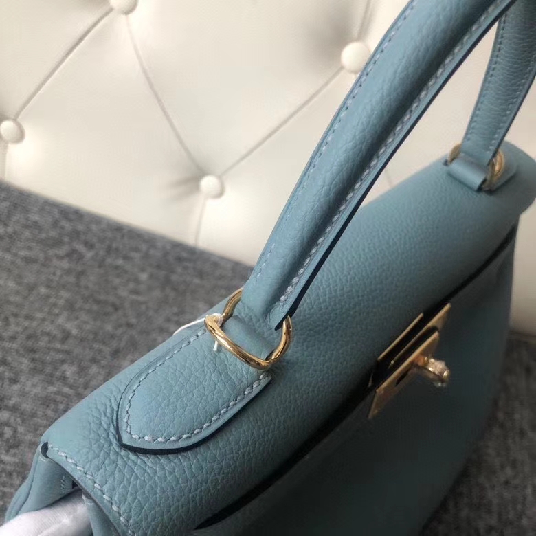 Hermès（爱马仕）Kelly 28cm 原厂小牛皮 togo 7G 天青蓝 金扣 顶级手缝