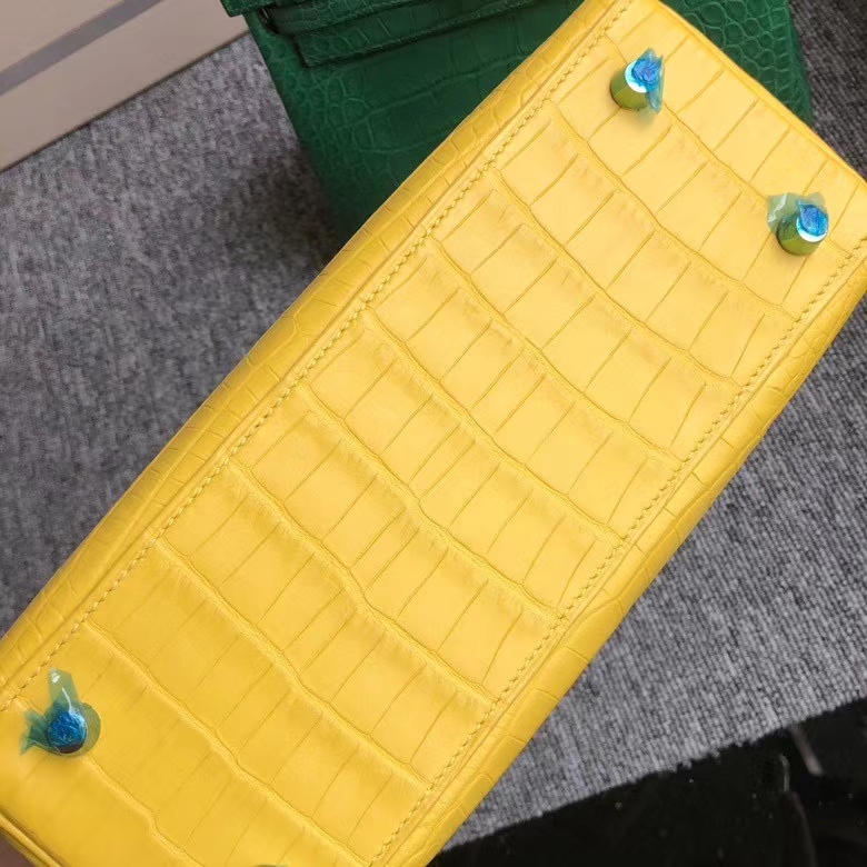Hermès(爱马仕)Kelly 25cm Alligator matt 雾面鳄鱼 m9 金盏花黄 金扣 顶级手缝 现货-拉尔森鳄鱼皮具定制 - 爱马仕包包官网 Hermès(爱马仕)Kelly 25cm Alligator matt 雾面鳄鱼 m9 金盏花黄 金扣 顶级手缝 现货